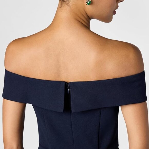 🩷🩷 Adrianna Papell Off The Shoulder Crepe Chiffon Gown Size 0 Midnight NWT - Picture 5 of 7